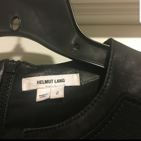 Helmut Lang black dress with leather trim. - Picture 6 of 7